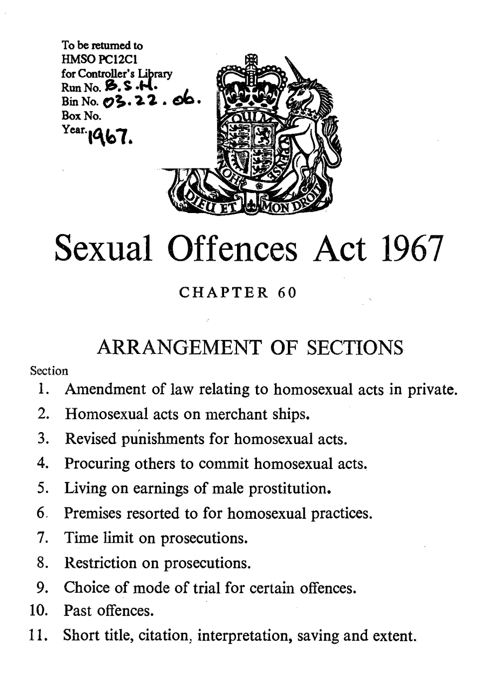 Sexual Offences Act 1967 Not Television